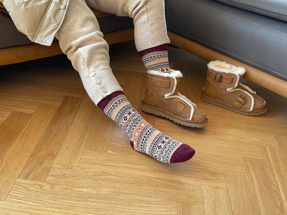 Scandinavische Winterwollen Sokken - Warme Gebreide Sokken met Tijdloos Patroon voor Heren en Dames - Hoge Kwaliteit Wol-Katoenmix - Set van 5 Paar | Sulvida