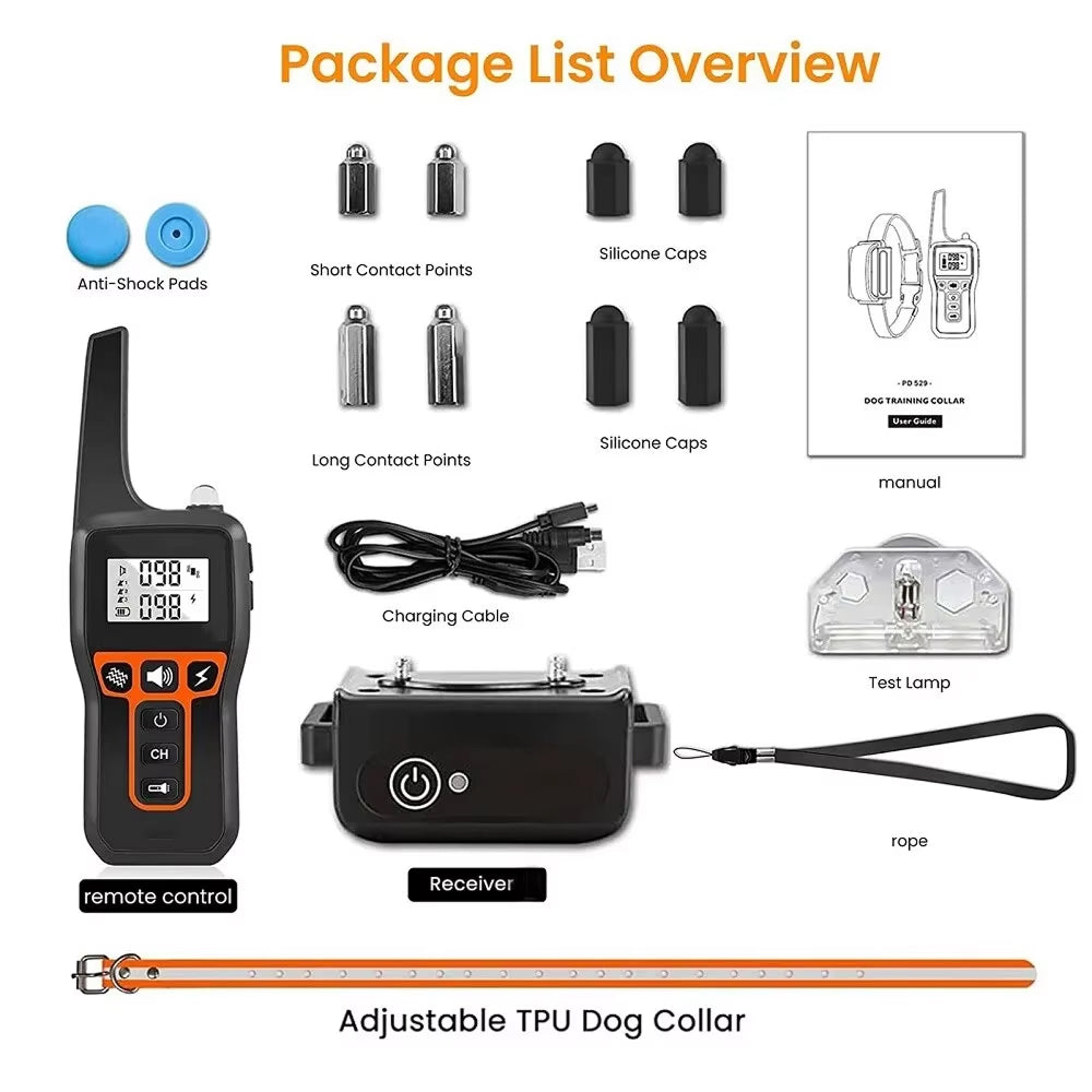 Collier de dressage pour chien avec 3 modes : son, vibration et stimulation, portée jusqu’à 1000 mètres, pour un dressage efficace | Sulvida