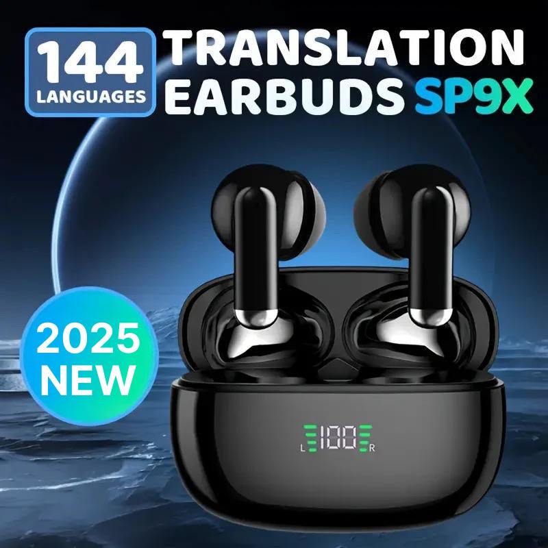 Écouteurs traducteurs sans fil, 144 langues, traduction en temps réel, réduction du bruit, Bluetooth 5.3, communication internationale | Sulvida