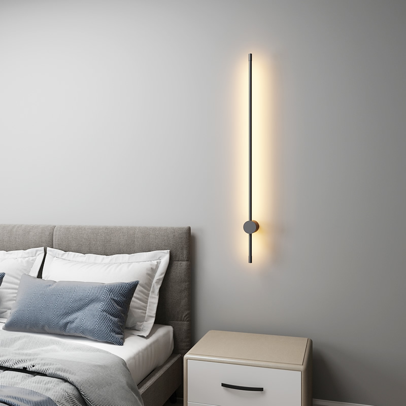 Wandlamp LED lineair 60 cm wit zwart dimbaar met afstandsbediening voor slaapkamer gang woonkamer modern design | Sulvida