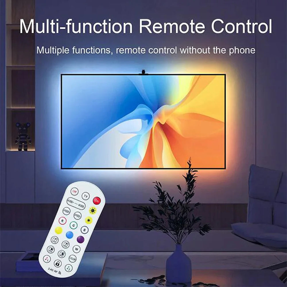 Bande LED de rétroéclairage TV RGBIC, 30 LED/m, synchronisation par caméra aux couleurs de l’écran, éclairage d’ambiance gaming pour TV de 55-75 pouces | Sulvida