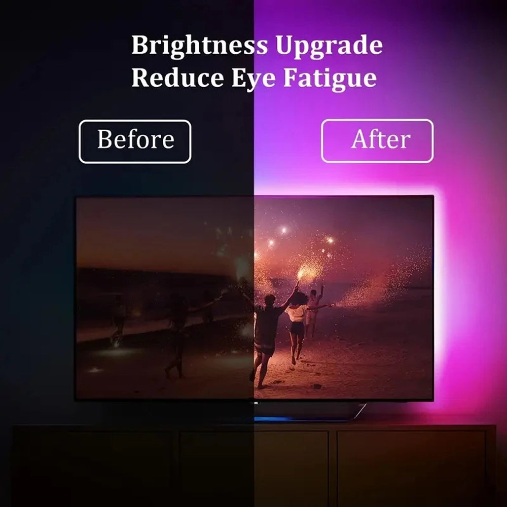 Bande LED de rétroéclairage TV RGBIC, 30 LED/m, synchronisation par caméra aux couleurs de l’écran, éclairage d’ambiance gaming pour TV de 55-75 pouces | Sulvida