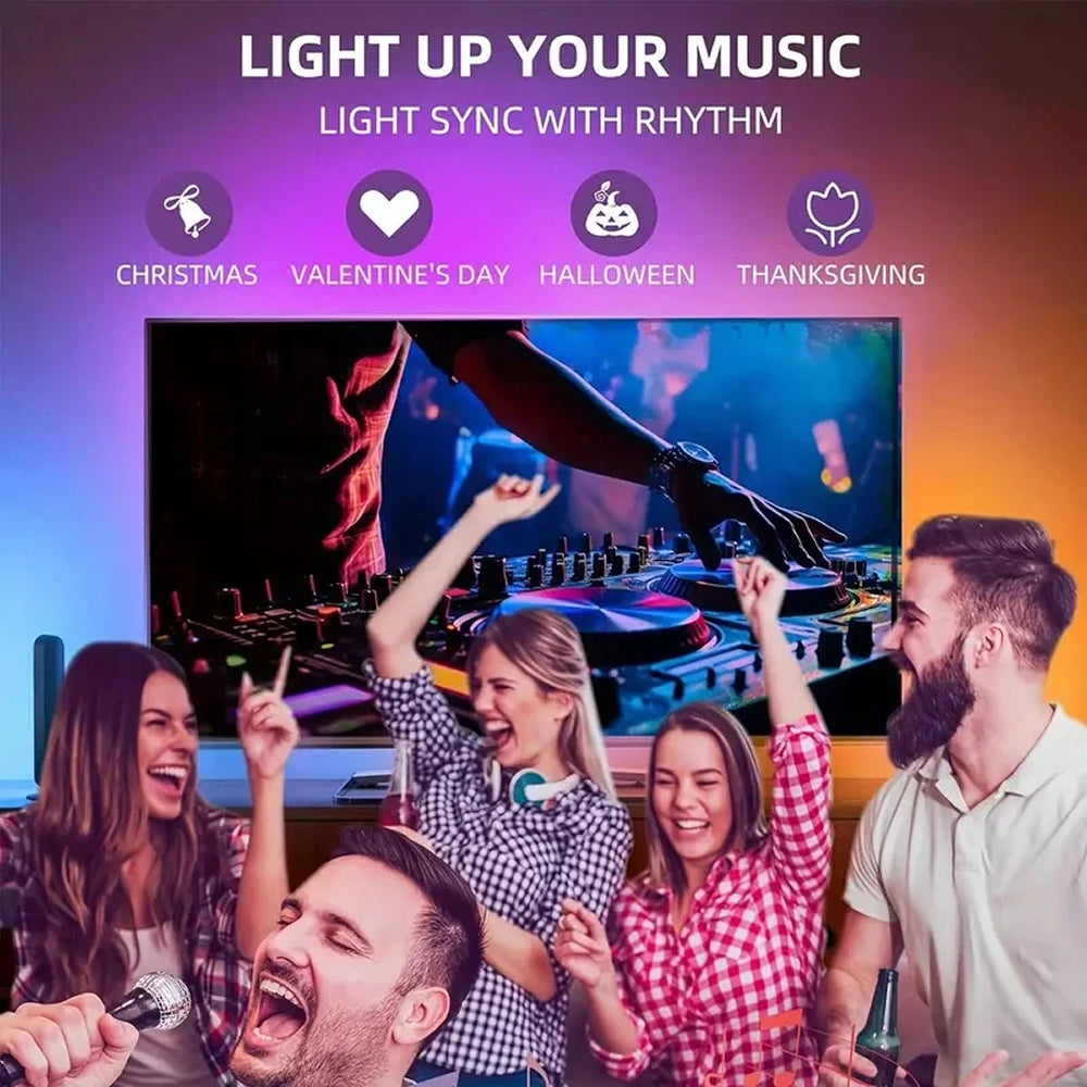 Bande LED de rétroéclairage TV RGBIC, 30 LED/m, synchronisation par caméra aux couleurs de l’écran, éclairage d’ambiance gaming pour TV de 55-75 pouces | Sulvida