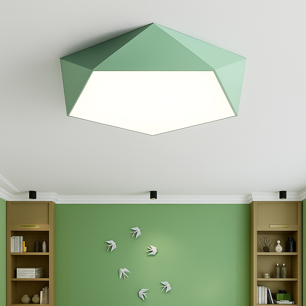 Geometrische LED Plafondlamp met Kleur Metalen Frame Modern Design Dimbaar Verlichting Eetkamer Slaapkamer | Sulvida