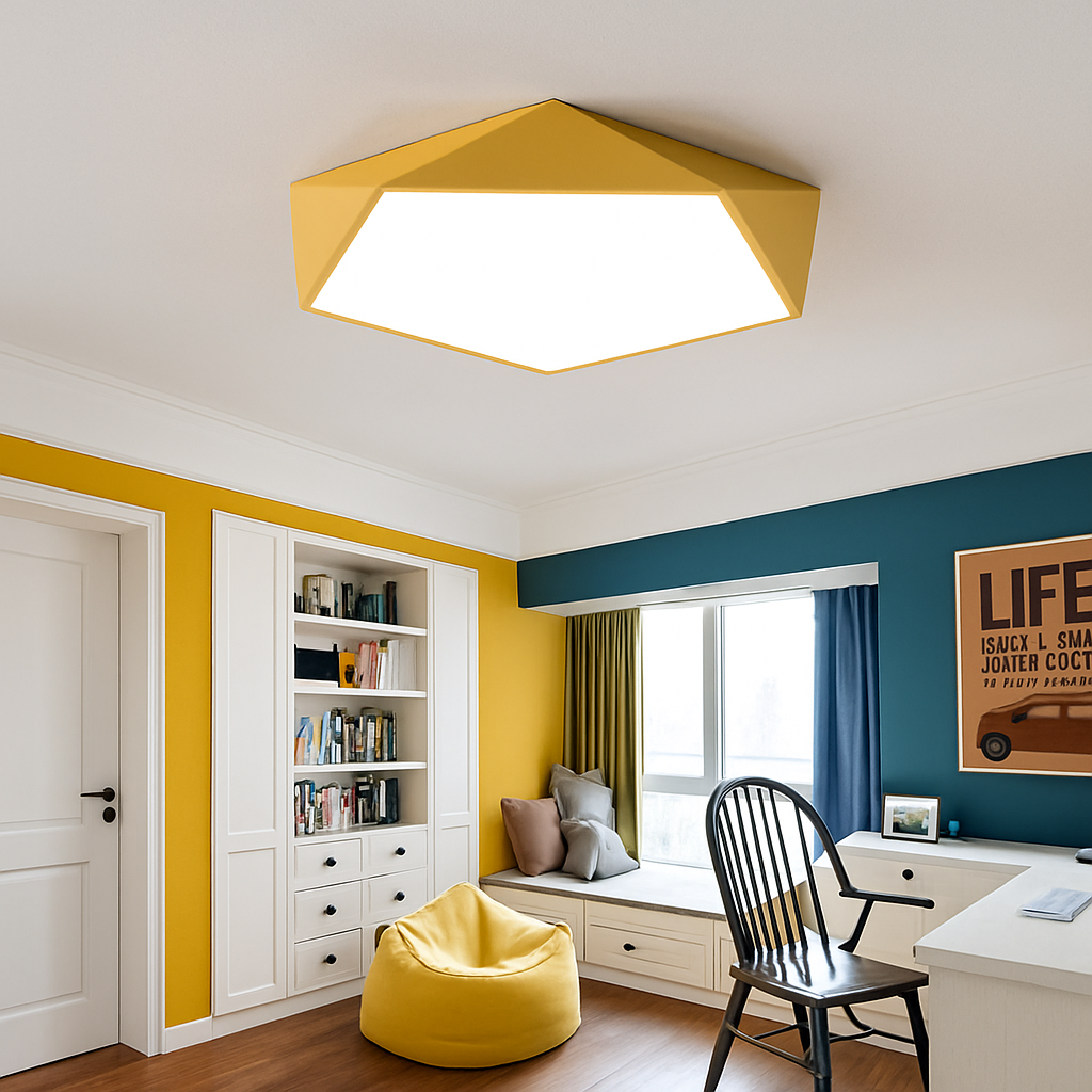 Geometrische LED Plafondlamp met Kleur Metalen Frame Modern Design Dimbaar Verlichting Eetkamer Slaapkamer | Sulvida