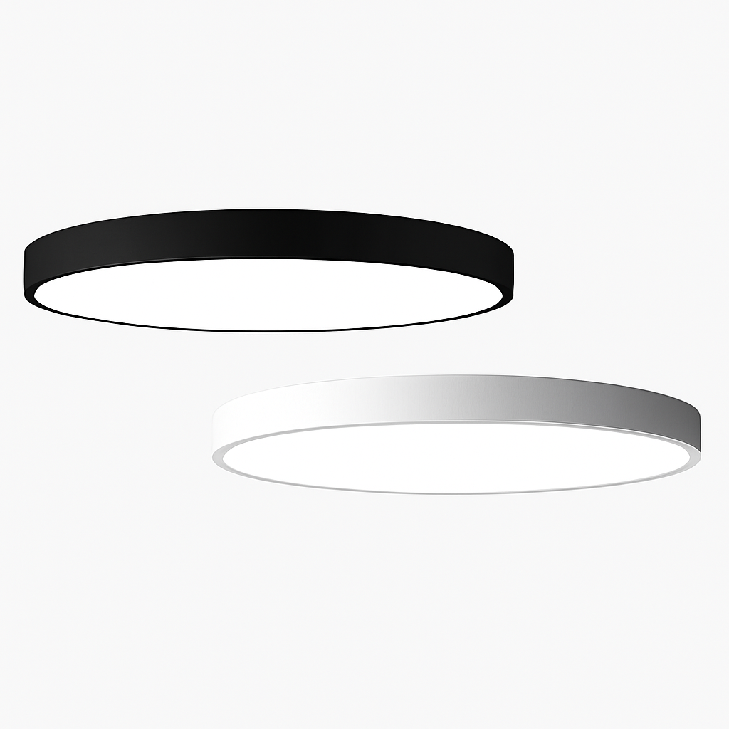 LED plafondlamp rond en ultra plat modern design zwart wit verkrijgbaar in vijf diameters voor woonkamer en slaapkamer | Sulvida