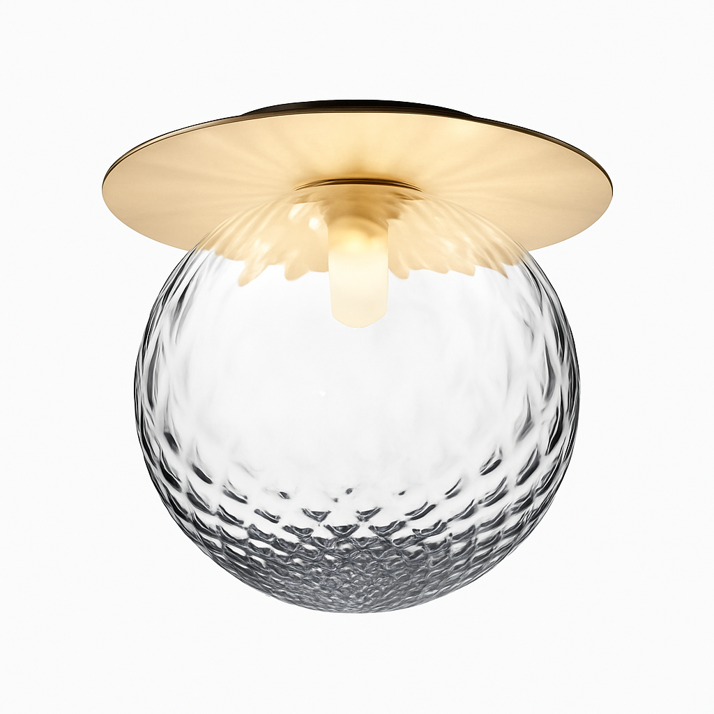 Ronde Plafondlamp Goud met Glazen Bol 2 Lichtpunten Modern Design Woonkamer en Slaapkamer LED Inclusief | Sulvida