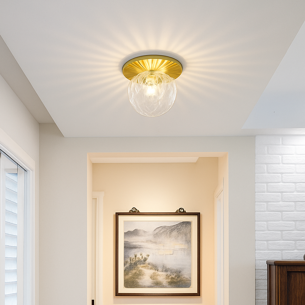Ronde Plafondlamp Goud met Glazen Bol 2 Lichtpunten Modern Design Woonkamer en Slaapkamer LED Inclusief | Sulvida