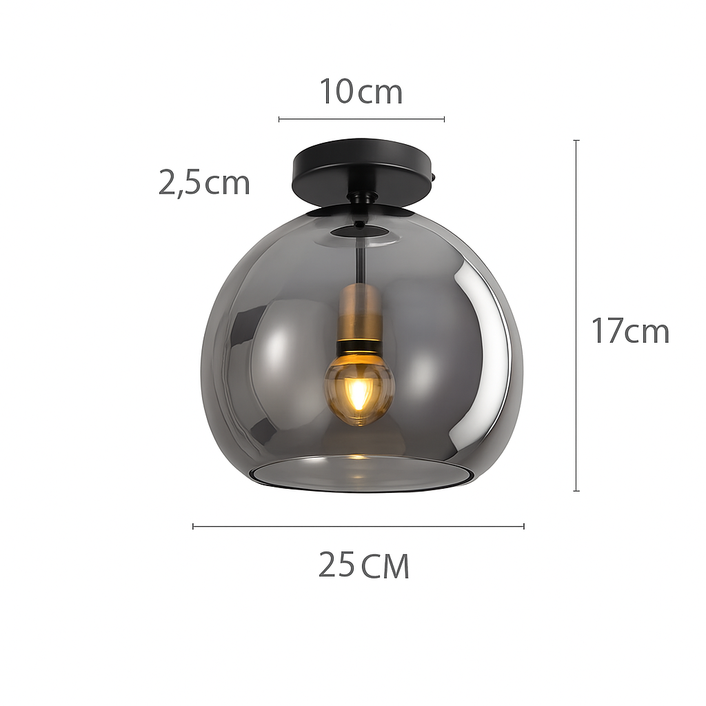 Glazen Plafondlamp LED Modern Cognac Grijs Design Woonkamer Slaapkamer Gang Luchtig Stijlvol Interieur | Sulvida