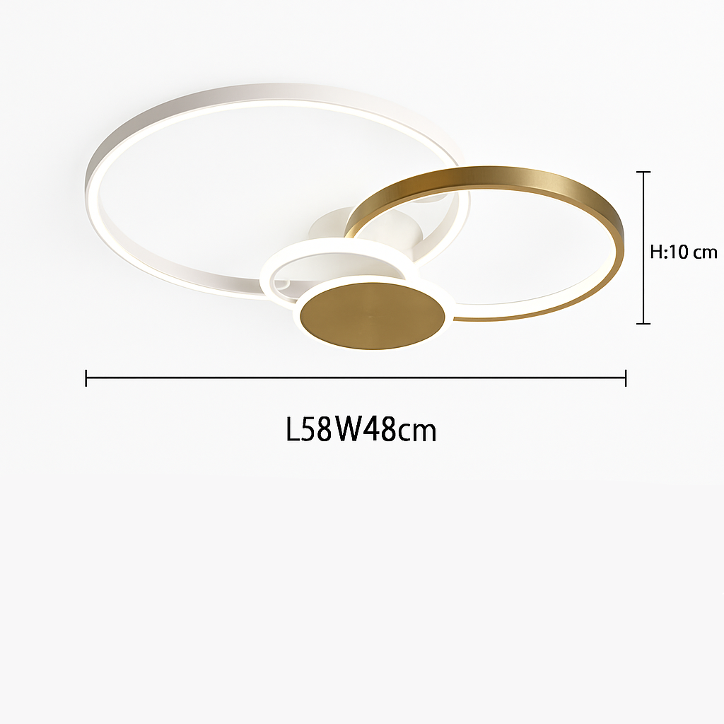 Moderne LED Plafondlamp Dimbaar met Afstandsbediening Zwart Goud Aluminium Design voor Slaapkamer Woonkamer | Sulvida