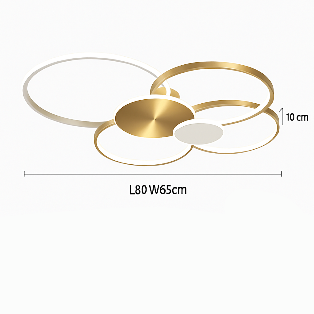 Moderne LED Plafondlamp Dimbaar met Afstandsbediening Zwart Goud Aluminium Design voor Slaapkamer Woonkamer | Sulvida