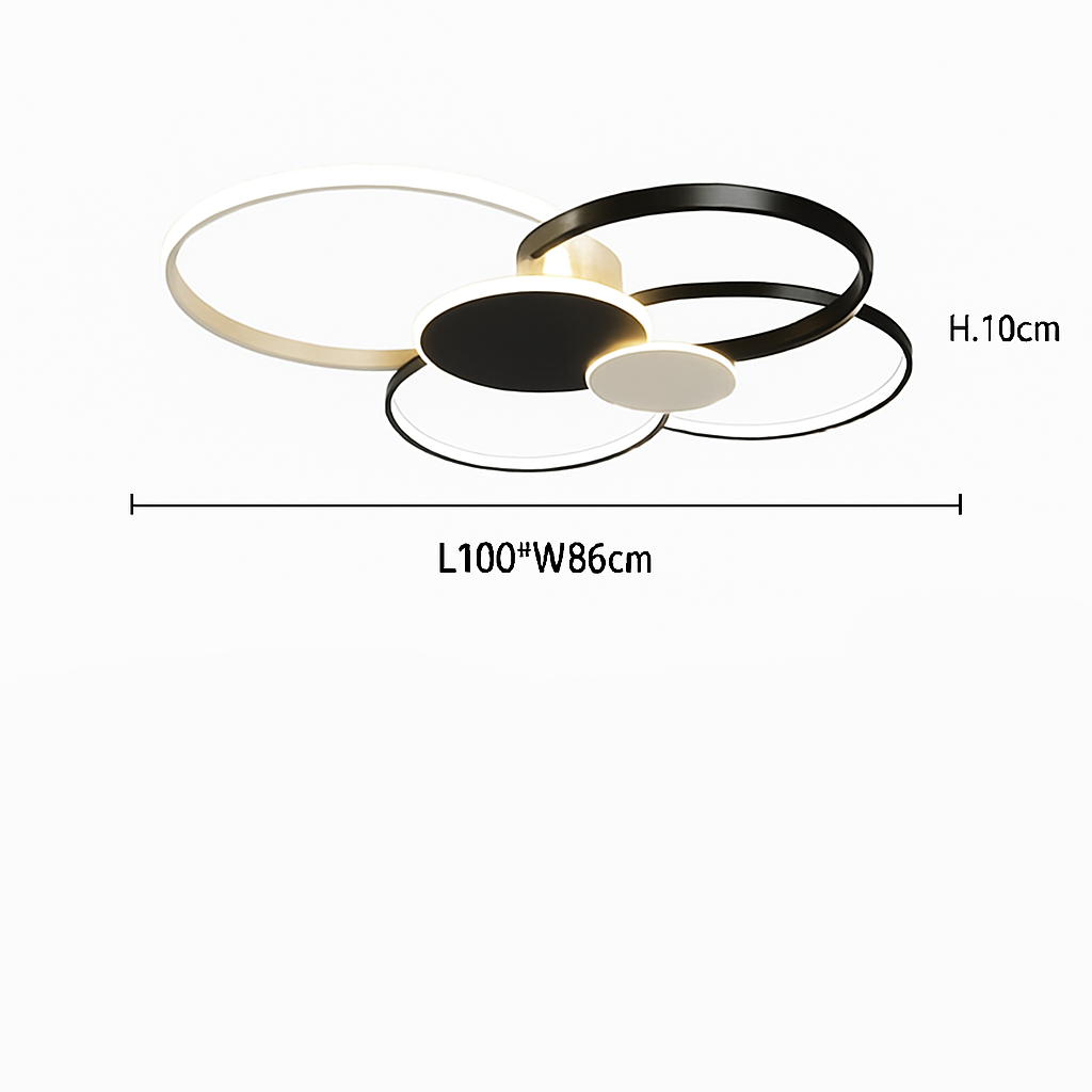 Moderne LED Plafondlamp Dimbaar met Afstandsbediening Zwart Goud Aluminium Design voor Slaapkamer Woonkamer | Sulvida