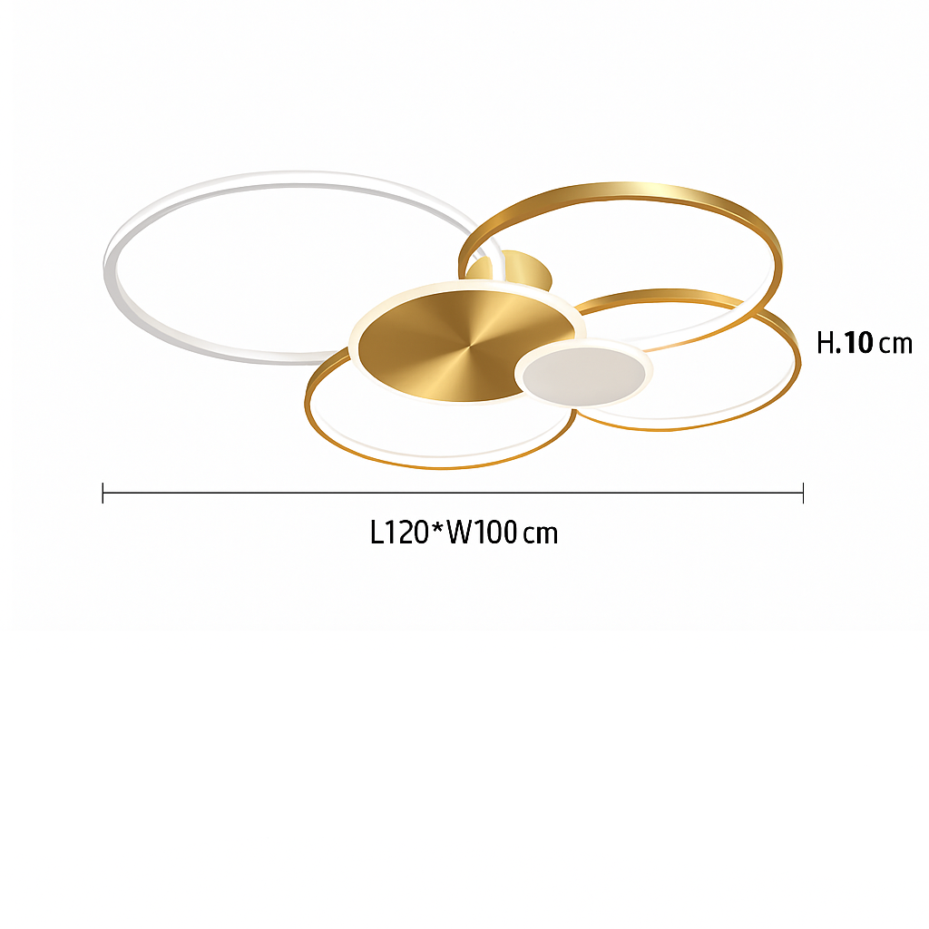 Moderne LED Plafondlamp Dimbaar met Afstandsbediening Zwart Goud Aluminium Design voor Slaapkamer Woonkamer | Sulvida