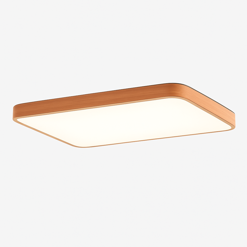 Vierkante plafondlamp met afgeronde hoeken houtlook LED geïntegreerd modern design 30-80 cm natuurlicht | Sulvida