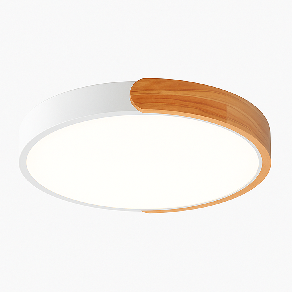 Ronde plafondlamp LED met hout en metalen afwerking modern design woonkamer slaapkamer 27-52cm dimbaar | Sulvida