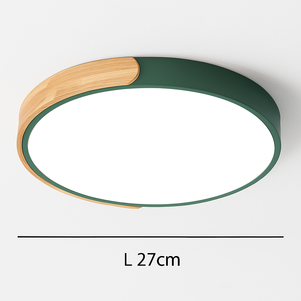 Ronde plafondlamp LED met hout en metalen afwerking modern design woonkamer slaapkamer 27-52cm dimbaar | Sulvida