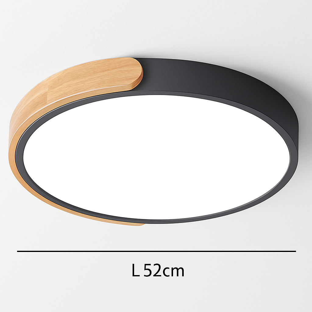 Ronde plafondlamp LED met hout en metalen afwerking modern design woonkamer slaapkamer 27-52cm dimbaar | Sulvida