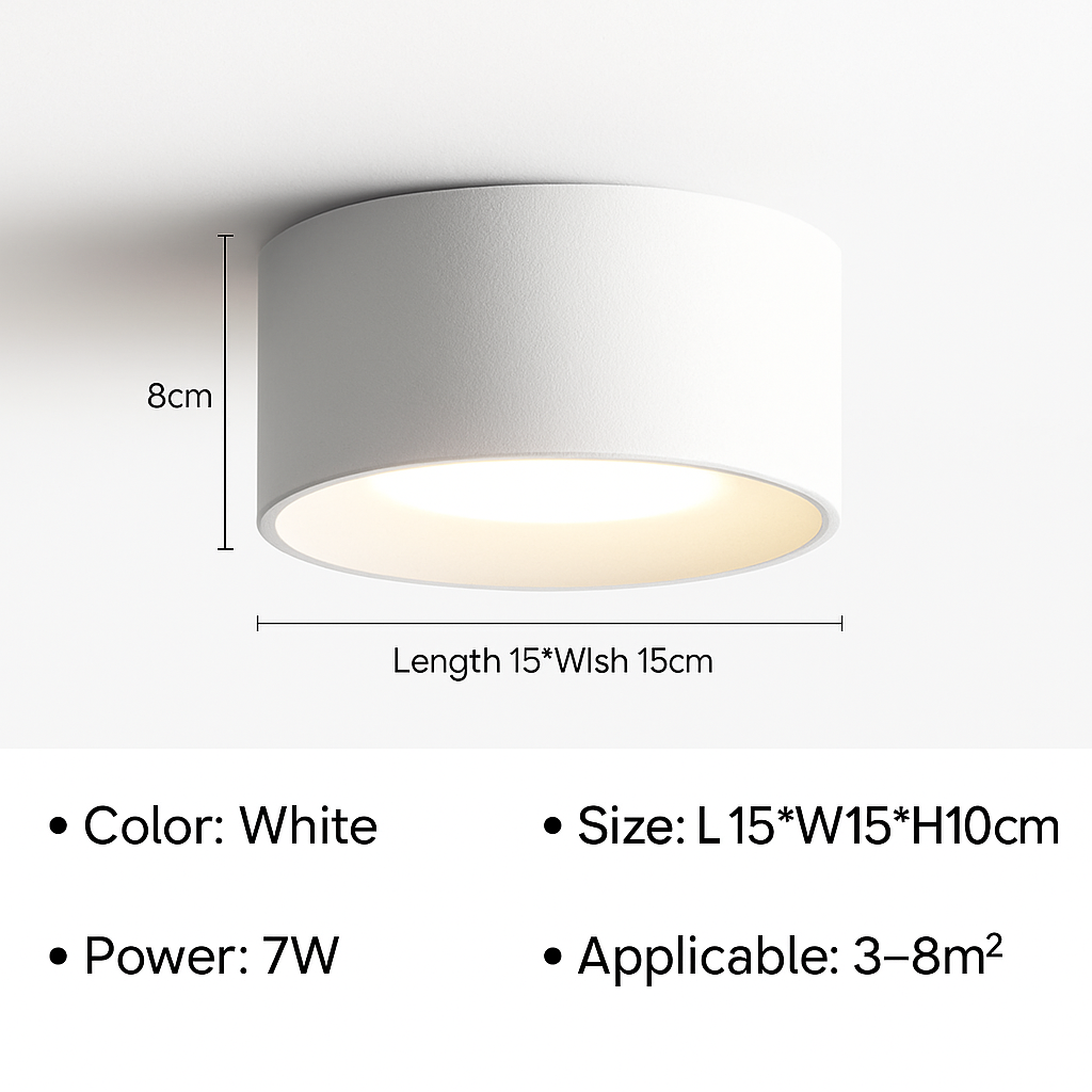 Cilindervormige LED-plafondspot Minimalistisch Modern Accent Opbouwspot Gang Hal Woonkamer Zwart Wit | Sulvida