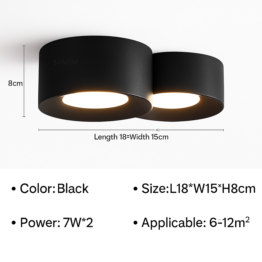 Cilindervormige LED-plafondspot Minimalistisch Modern Accent Opbouwspot Gang Hal Woonkamer Zwart Wit | Sulvida