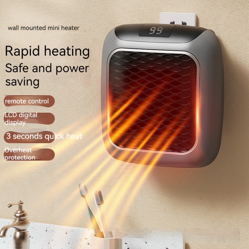 Compacte Stekkerverwarmer 800W met Digitaal Display en 3 Warmtestanden voor Energiezuinig Verwarmen van Kamers | Sulvida