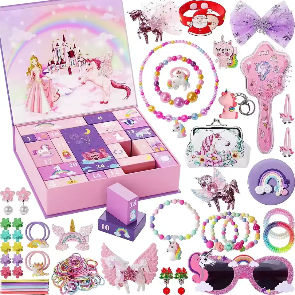 Adventskalender met Haaraccessoires en Sieraden voor Meisjes 3-9 Jaar 24 Verrassingen Eenhoorn Kerstkalender | Sulvida