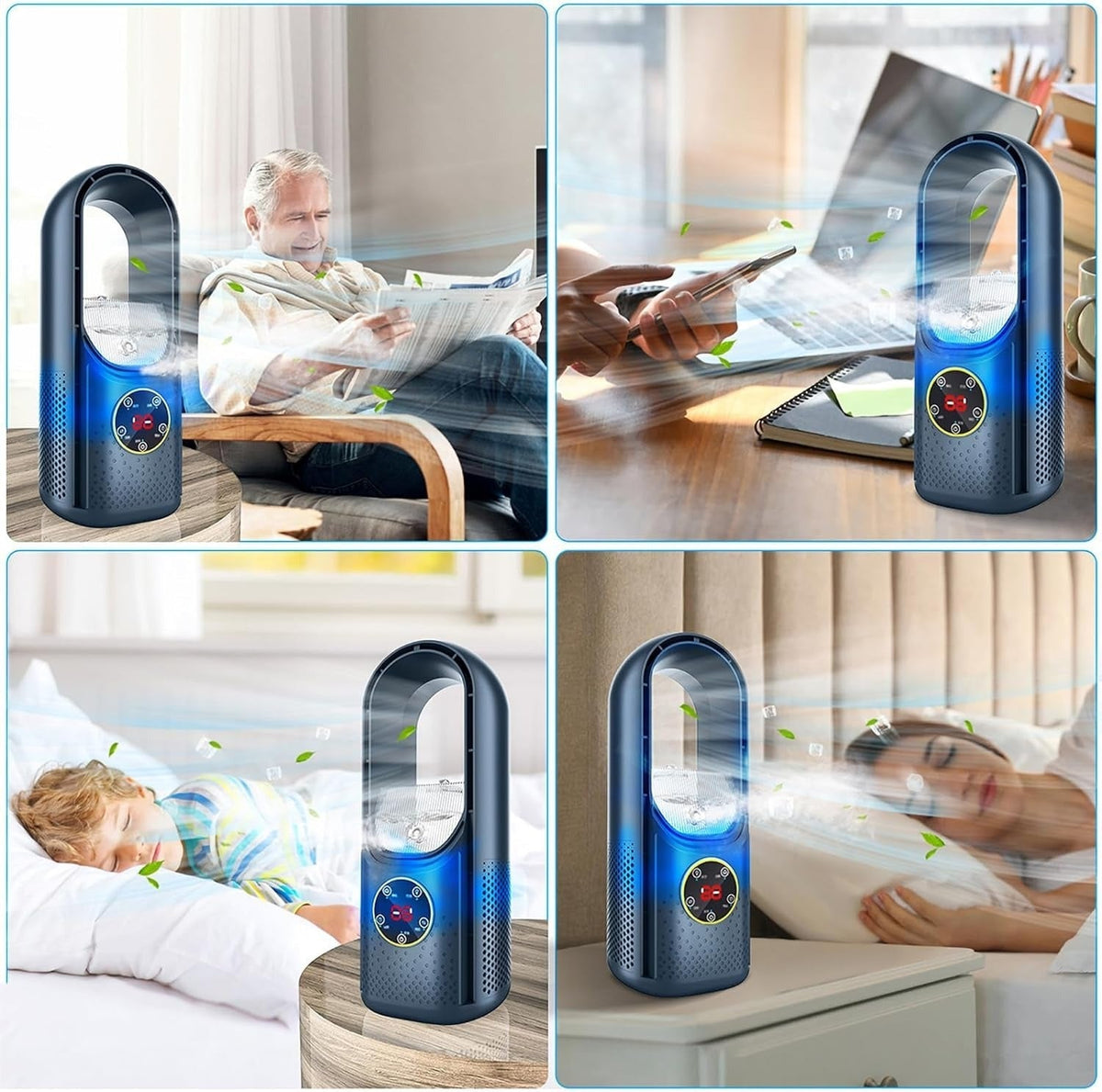 Mobiele Bladloze Stille Luchtkoeler USB Verdamping voor Thuis Kantoor Bureau 100ml Watertank Compact | Sulvida