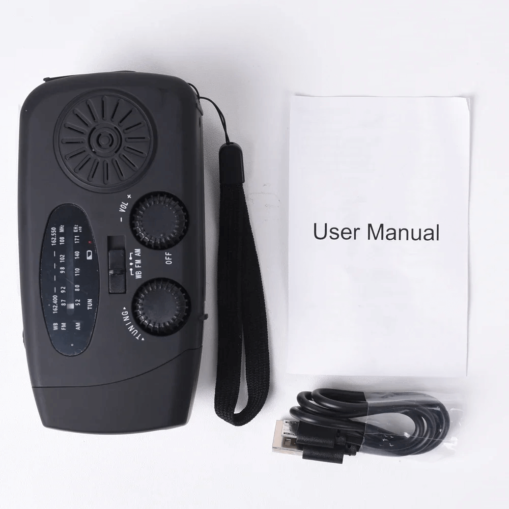 Draagbare Dynamo Noodradio AM/FM met Zaklamp en Powerbank voor Outdoor Camping Wandelen en Noodsituaties | Sulvida