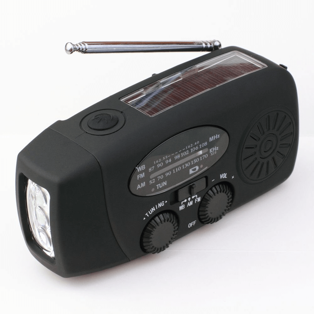 Draagbare Dynamo Noodradio AM/FM met Zaklamp en Powerbank voor Outdoor Camping Wandelen en Noodsituaties | Sulvida