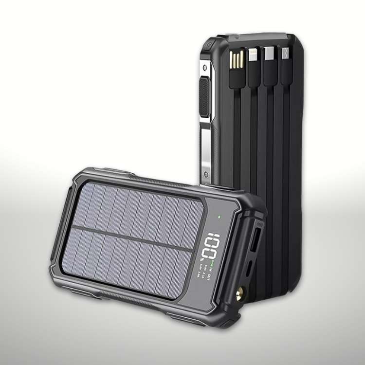 Solaire Powerbank 20.000mAh Zwart Oranje Groen USB Oplader voor Smartphone Outdoor Camping Noodstroom | Sulvida