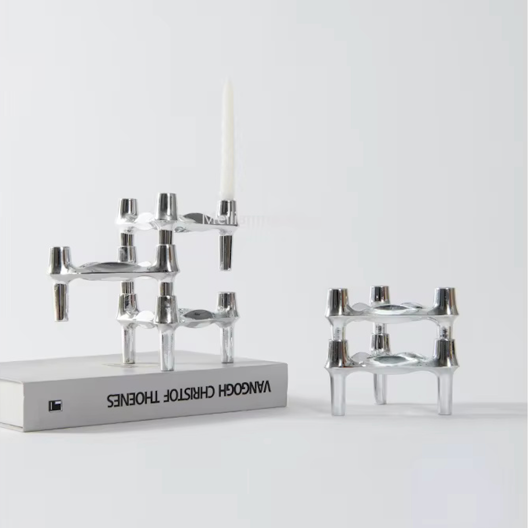 Kandelaar Set Molecuul Design 3-delig Roestvrij Staal Modern Sculptuur Tafeldecoratie Woonkamer Eettafel | Sulvida