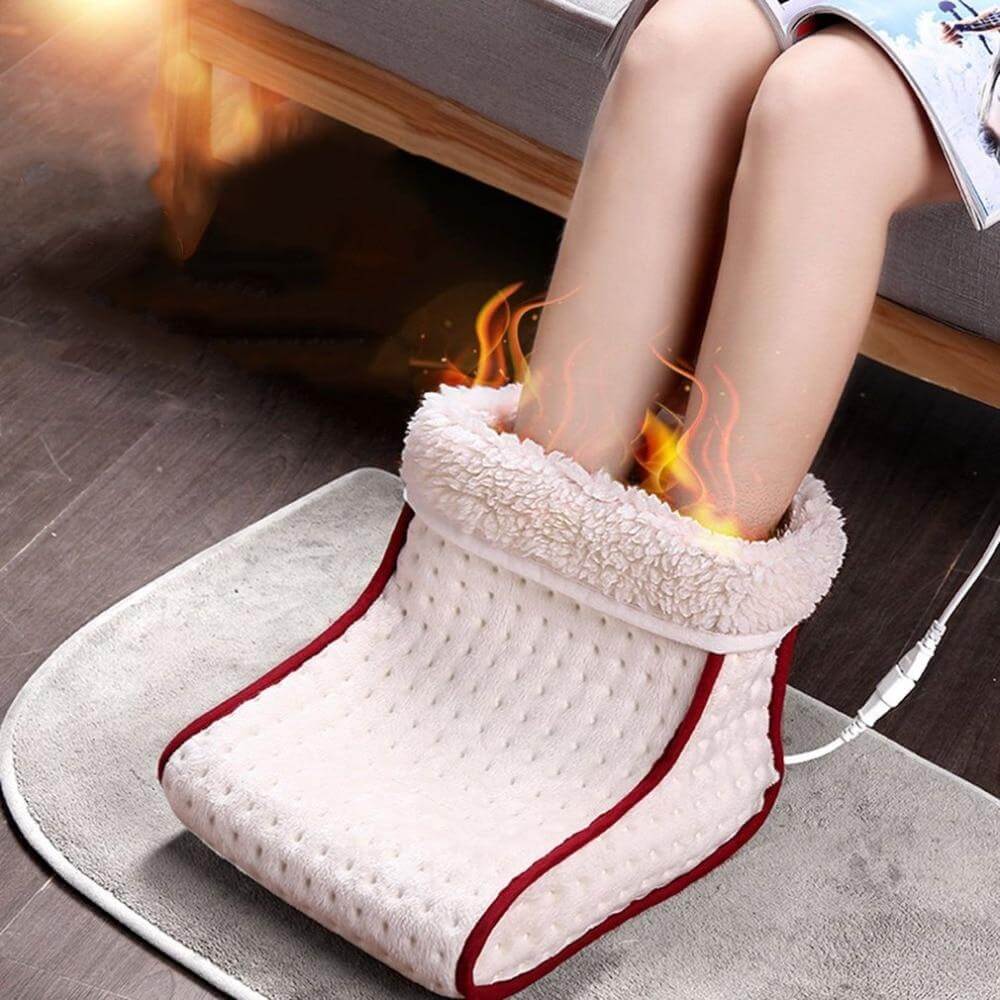 Elektrische Voetverwarmer met Massagefunctie Afstandsbediening Pluche Fleece Gevoerd Warm Comfort Relaxatie | Sulvida