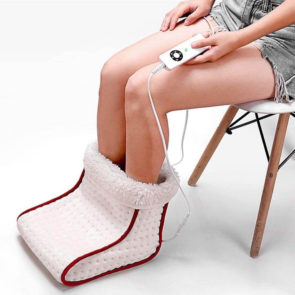 Elektrische Voetverwarmer met Massagefunctie Afstandsbediening Pluche Fleece Gevoerd Warm Comfort Relaxatie | Sulvida