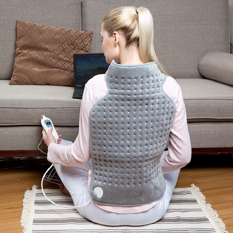 Elektrisch Verwarmingskussen Nek Schouder Fleece 63x42cm Drie Warmtestanden Oververhittingsbeveiliging Relaxatie | Sulvida
