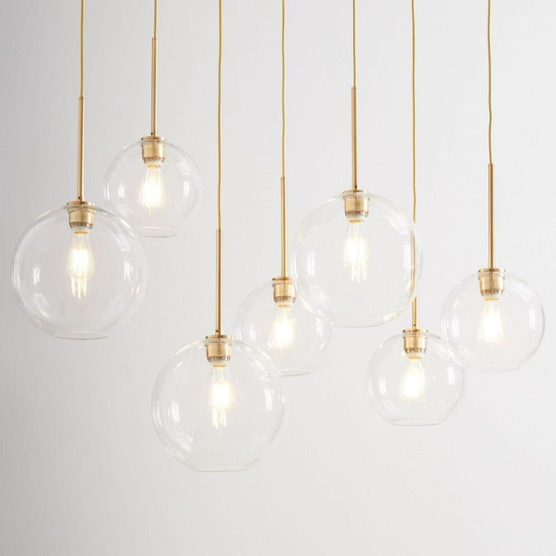 Glazen Hanglamp Bol Interieur Verlichting Messingkleur Plafondlamp Rond Glas Eetkamer Woonkamer Slaapkamer | Sulvida