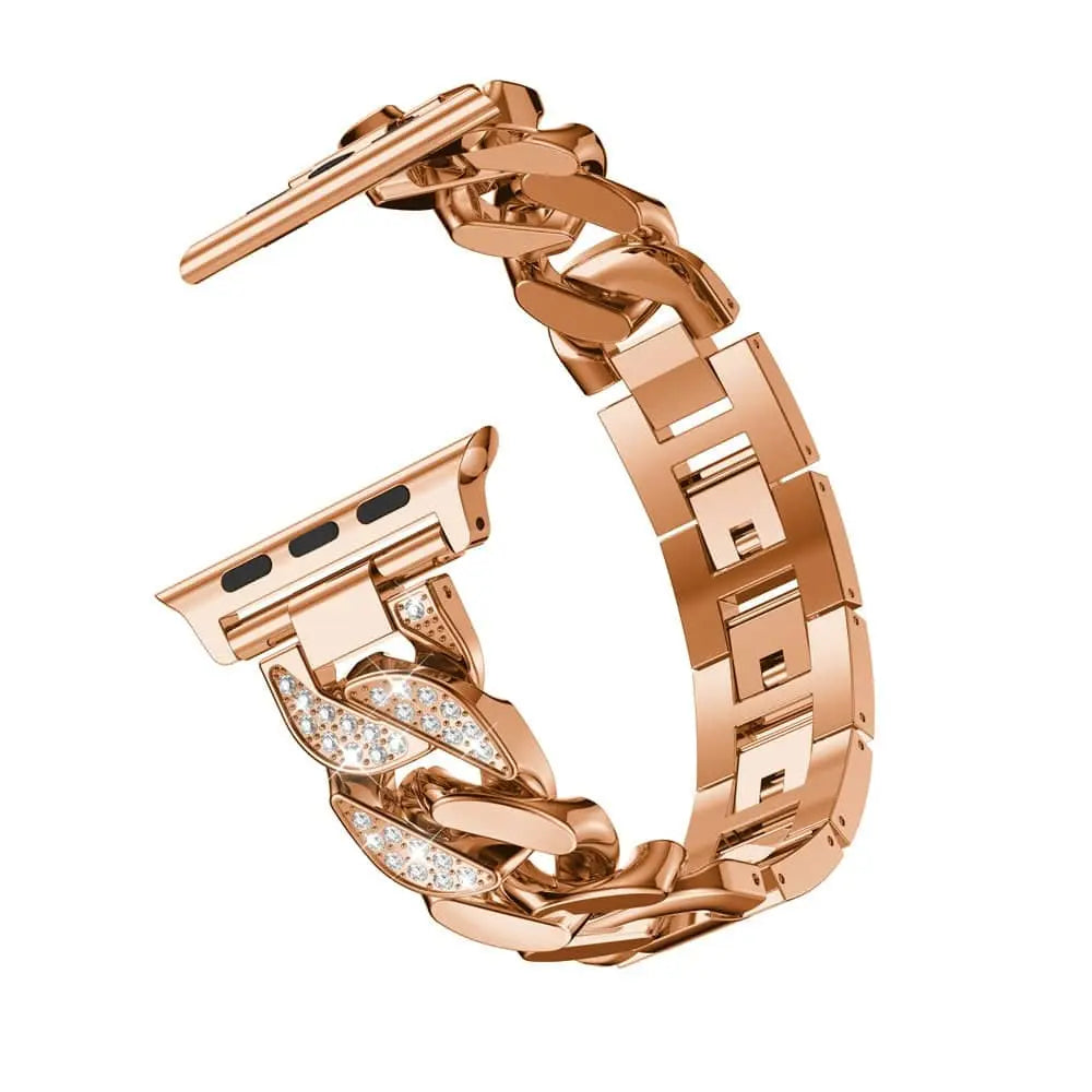 Bracelet à maillons en acier avec diamants pour montre connectée 42mm 46mm 49mm, bracelet de montre en métal de luxe et accessoire | Sulvida