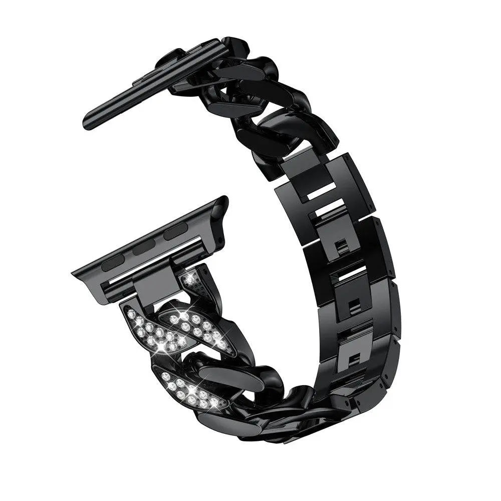 Bracelet à maillons en acier avec diamants pour montre connectée 42mm 46mm 49mm, bracelet de montre en métal de luxe et accessoire | Sulvida