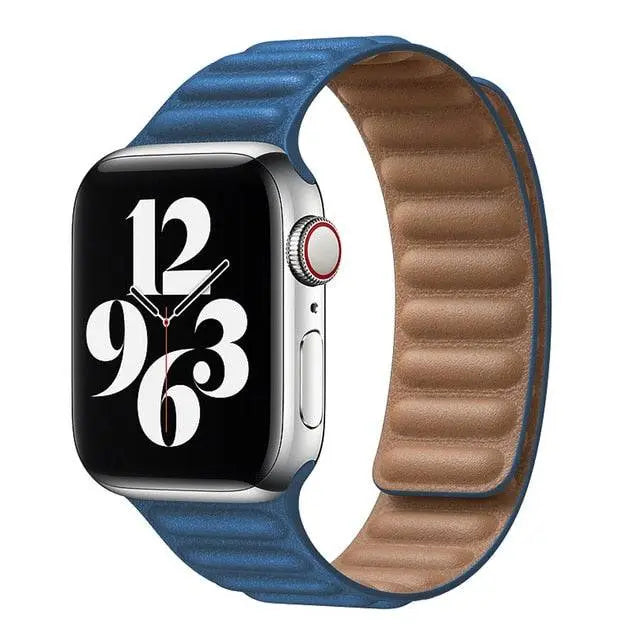 Bracelet magnétique en cuir pour Apple Watch Series 12 42mm 46mm et Ultra 4 49mm, bracelet de luxe pour montre connectée | Sulvida
