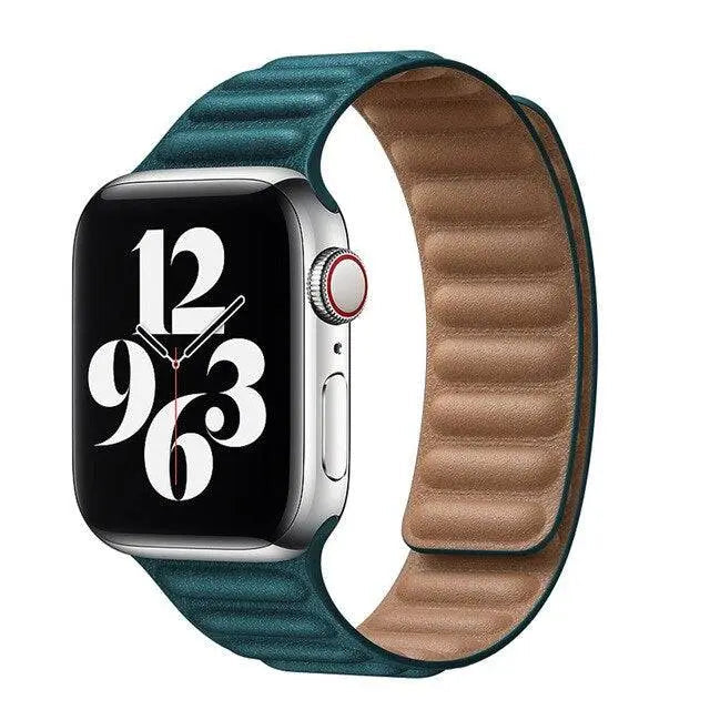 Bracelet magnétique en cuir pour Apple Watch Series 12 42mm 46mm et Ultra 4 49mm, bracelet de luxe pour montre connectée | Sulvida