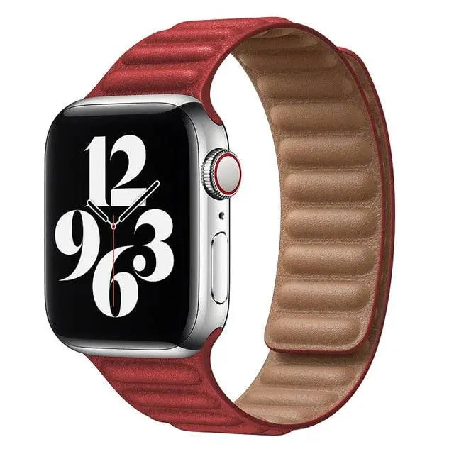 Bracelet magnétique en cuir pour Apple Watch Series 12 42mm 46mm et Ultra 4 49mm, bracelet de luxe pour montre connectée | Sulvida