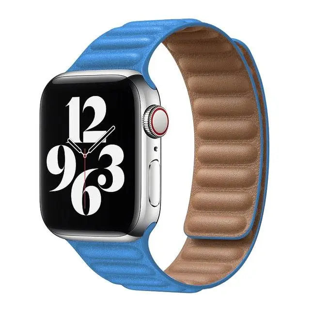 Bracelet magnétique en cuir pour Apple Watch Series 12 42mm 46mm et Ultra 4 49mm, bracelet de luxe pour montre connectée | Sulvida