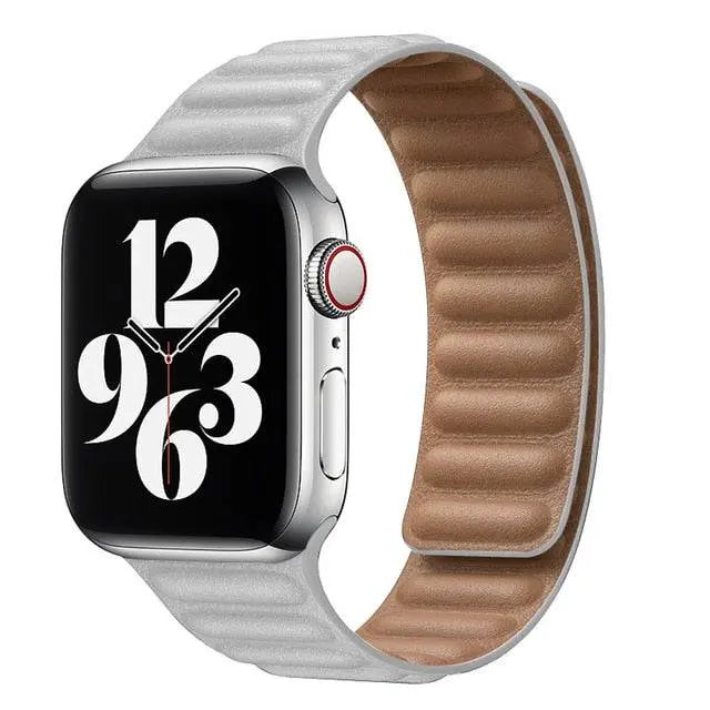 Bracelet magnétique en cuir pour Apple Watch Series 12 42mm 46mm et Ultra 4 49mm, bracelet de luxe pour montre connectée | Sulvida