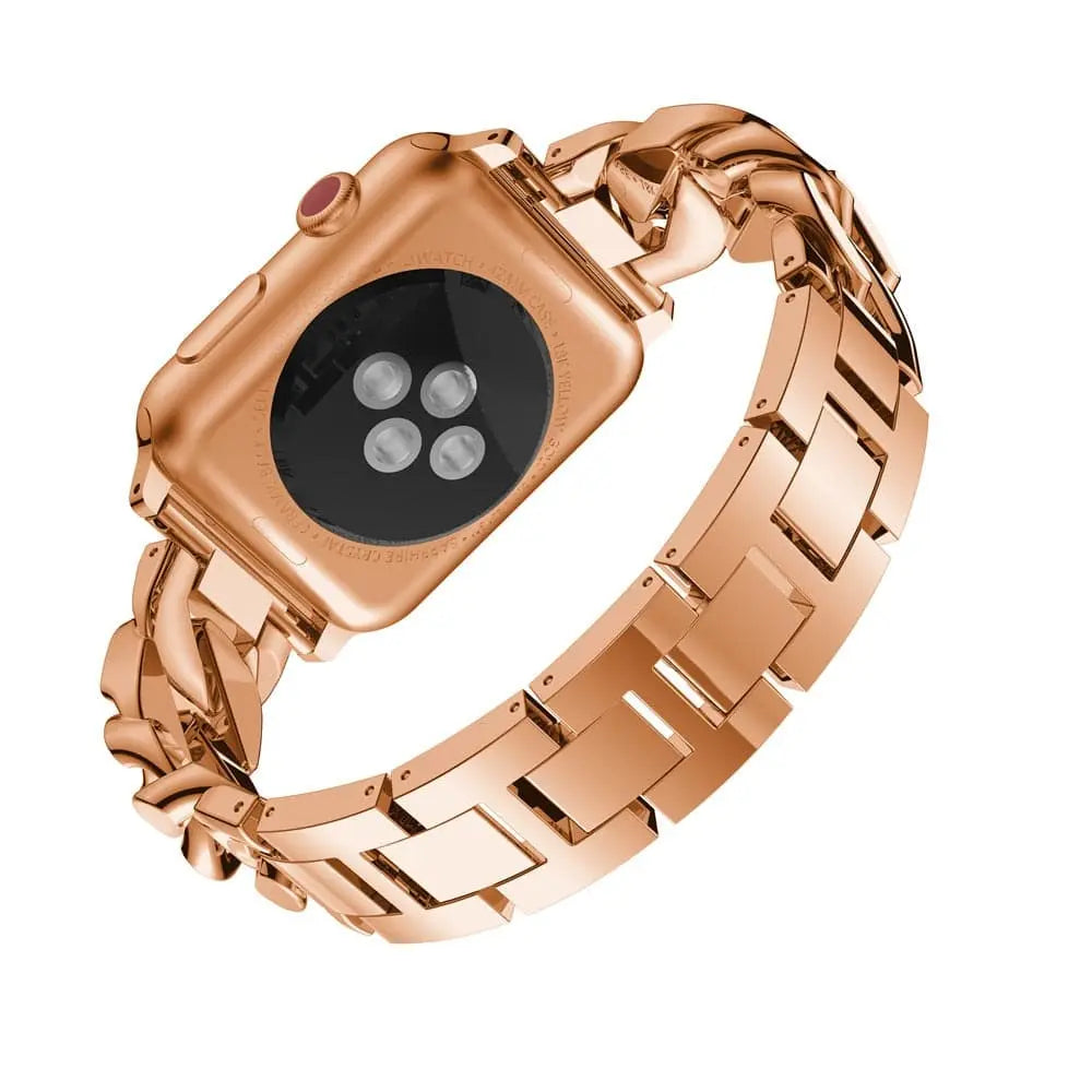 Bracelet à maillons en acier avec diamants pour montre connectée 42mm 46mm 49mm, bracelet de montre en métal de luxe et accessoire | Sulvida