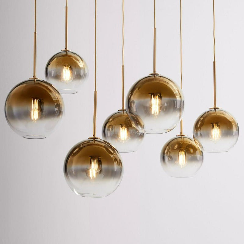 Glazen Hanglamp Bol Interieur Verlichting Messingkleur Plafondlamp Rond Glas Eetkamer Woonkamer Slaapkamer | Sulvida