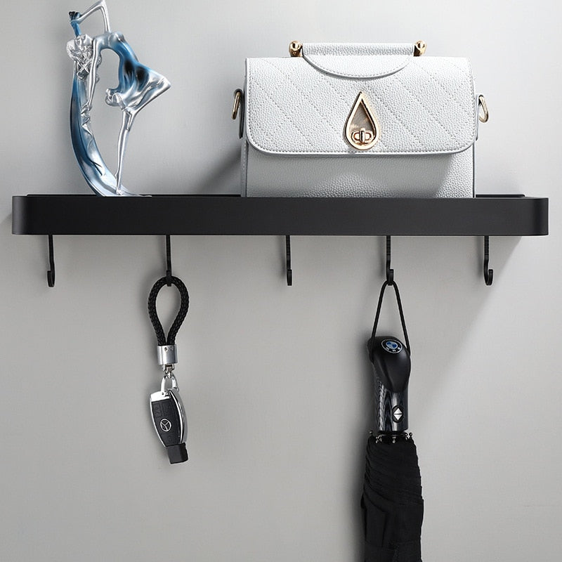Zwevende wandplank aluminium mat zwart met opbergvlak badkamer keuken woonkamer modern minimalistisch design | Sulvida