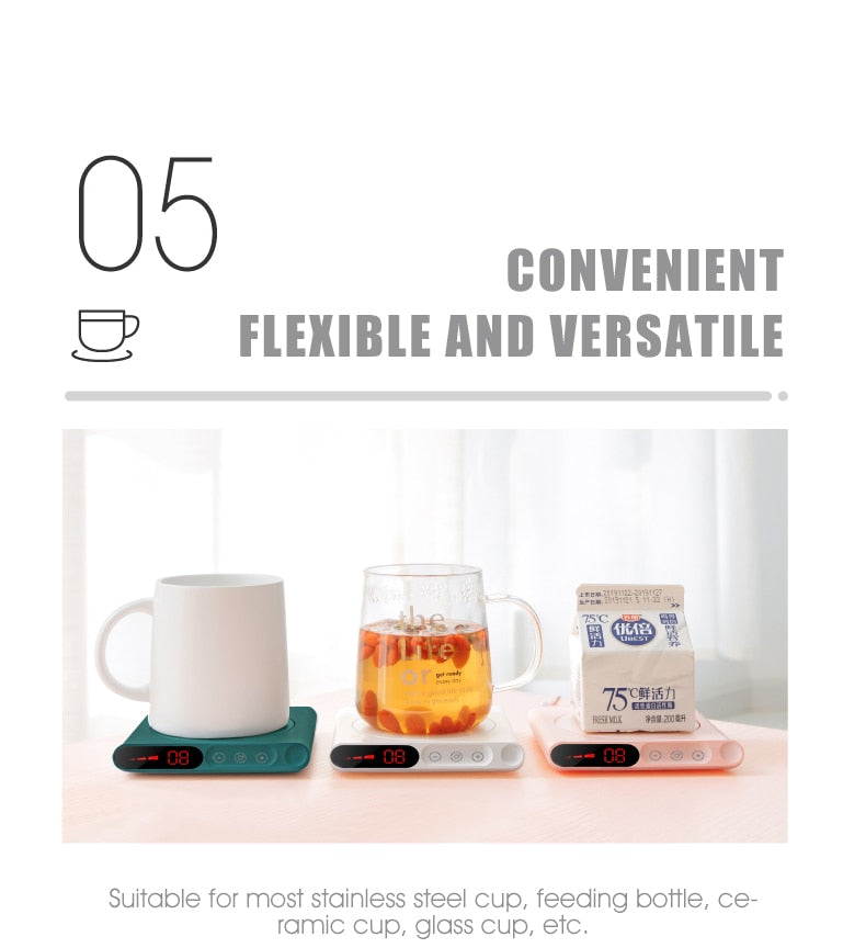 USB Mokwarmer voor Warme Koffie & Thee – Compact Verwarmingsplateau 60°C met Antislip Bodem voor Bureau | Sulvida