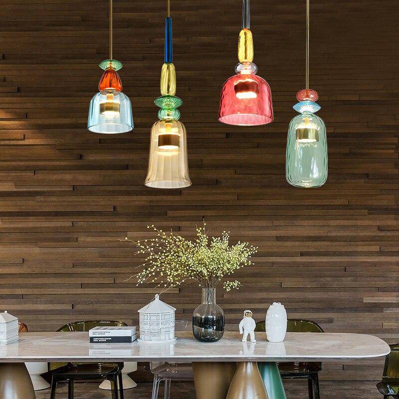 Glazen Hanglamp Gekleurd Glas Modern Design LED Verlichting Eetkamer Keuken Woonkamer Slaapkamer Stijlvol | Sulvida