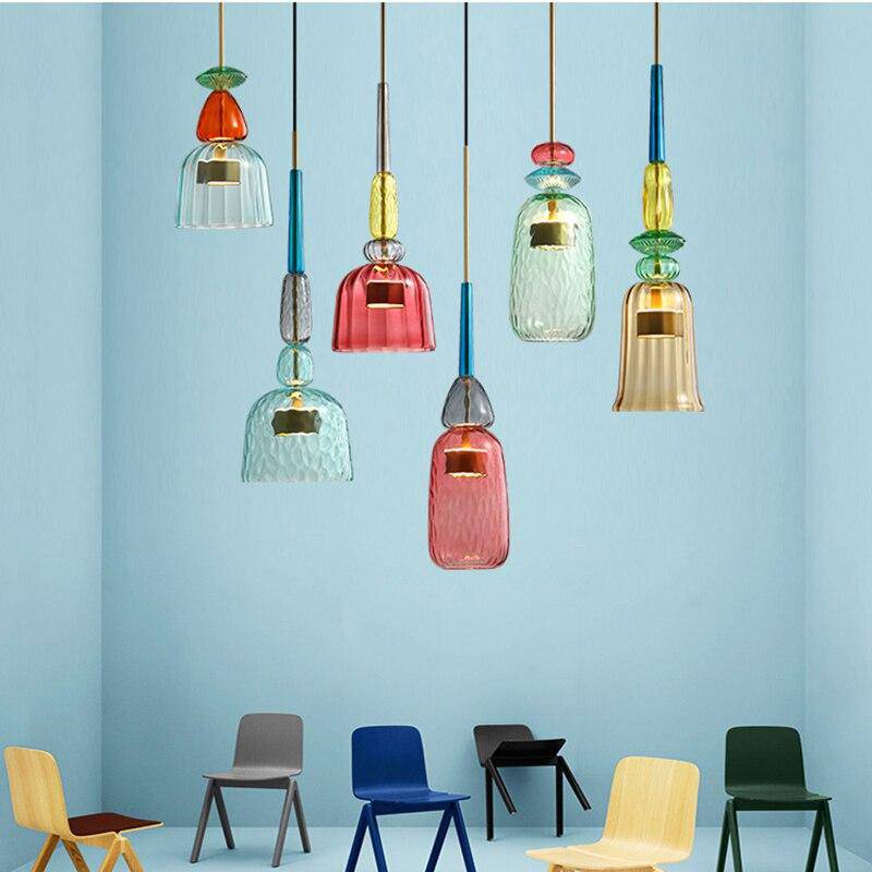 Glazen Hanglamp Gekleurd Glas Modern Design LED Verlichting Eetkamer Keuken Woonkamer Slaapkamer Stijlvol | Sulvida