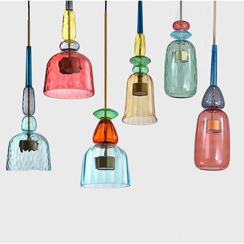 Glazen Hanglamp Gekleurd Glas Modern Design LED Verlichting Eetkamer Keuken Woonkamer Slaapkamer Stijlvol | Sulvida