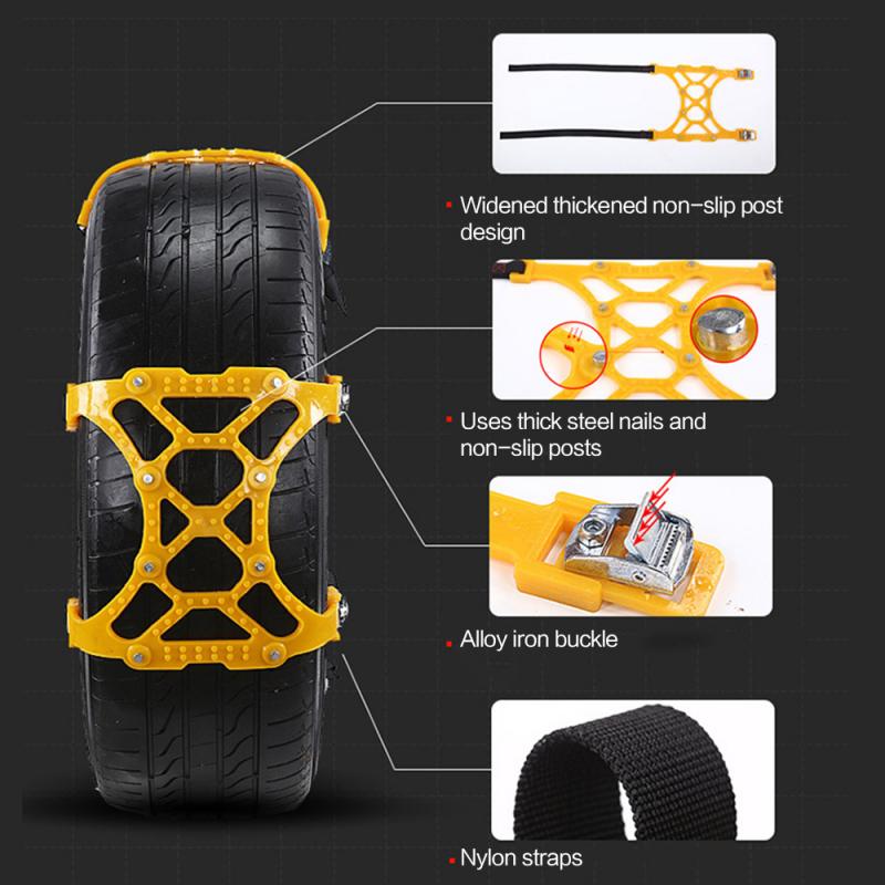 Antislipbanden voor autobanden TPU met stalen pinnen voor auto SUV off-road winter sneeuwkettingen tractie | Sulvida