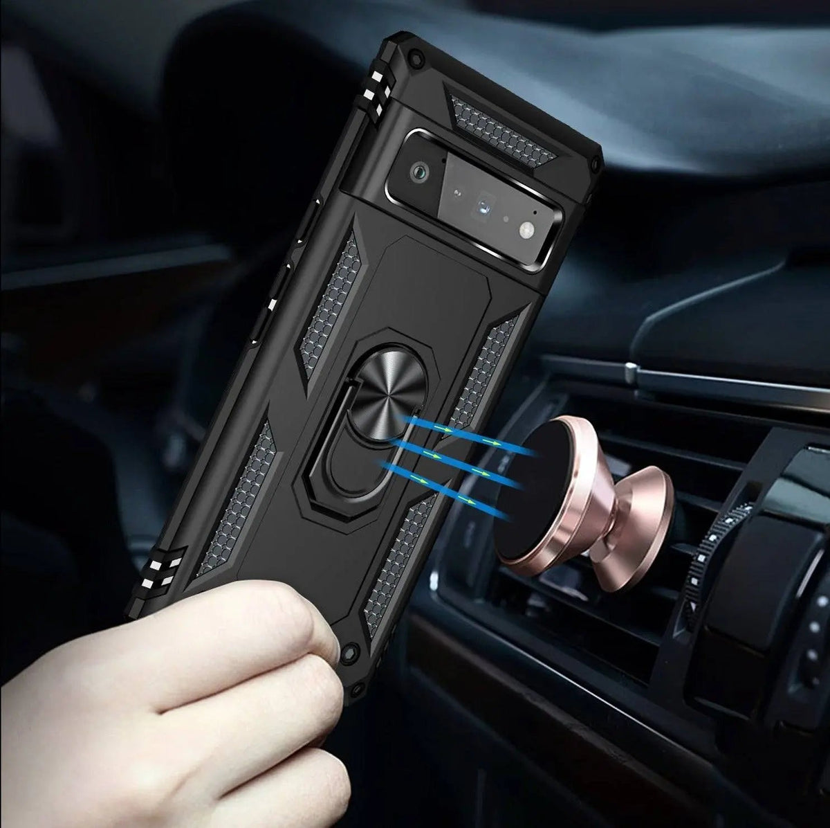 Coque de téléphone avec anneau et support pour Google Pixel 6 Pro coque de protection hybride antichoc en TPU silicone | Sulvida